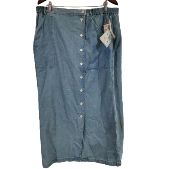 NWT Susan Bristol Vintage 90s's Denim Button Down Midi Skirt Size 16 - Picture 1 of 10